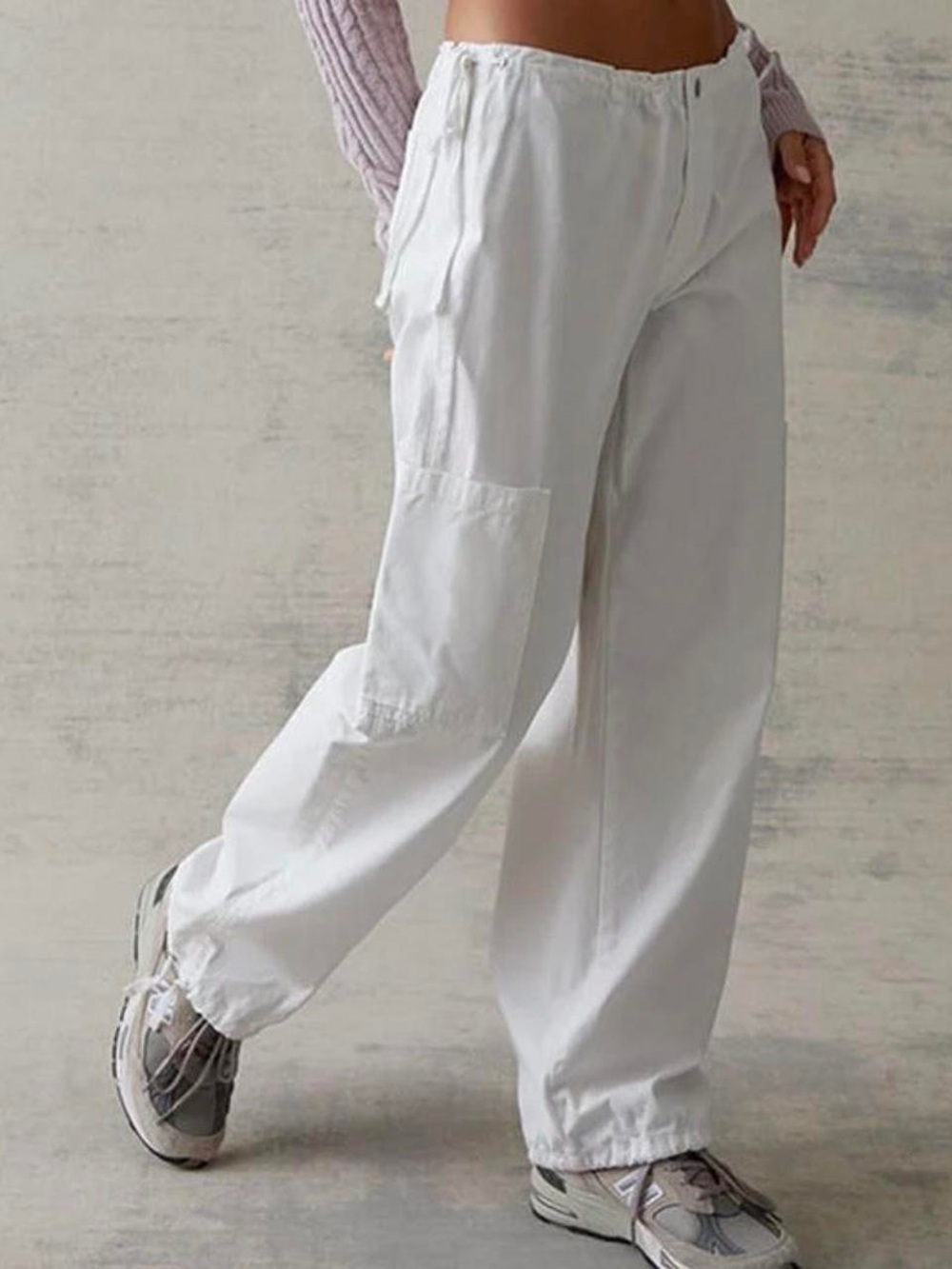 Pacsun White Cargo Parachute Cotton Streetwear Pants Size XS
